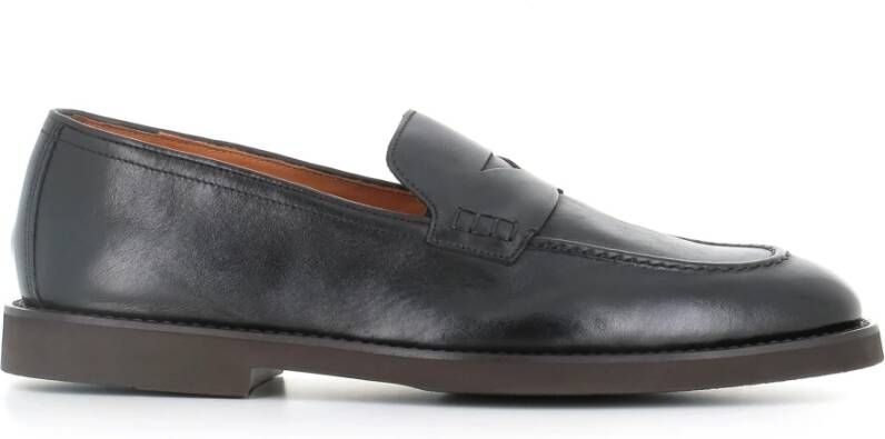Doucal's Zwarte leren Loafer Sandalen