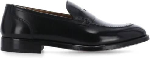 Doucal's Zwarte leren loafers met zichtbare stiksels Black Heren
