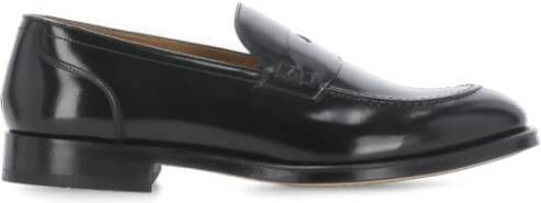Doucal's Zwarte Leren Loafers Ronde Neus Hak