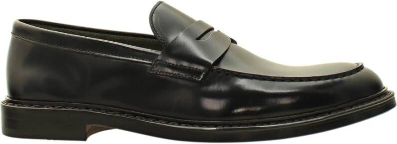 Doucal's Zwarte leren mocassin sandalen