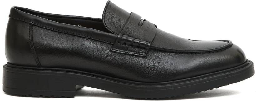 Doucal's Zwarte leren Penny Loafer