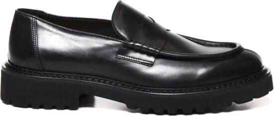 Doucal's Zwarte leren Penny Loafers
