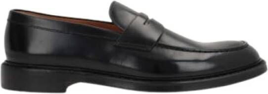Doucal's Zwarte leren penny loaferschoenen Black Heren