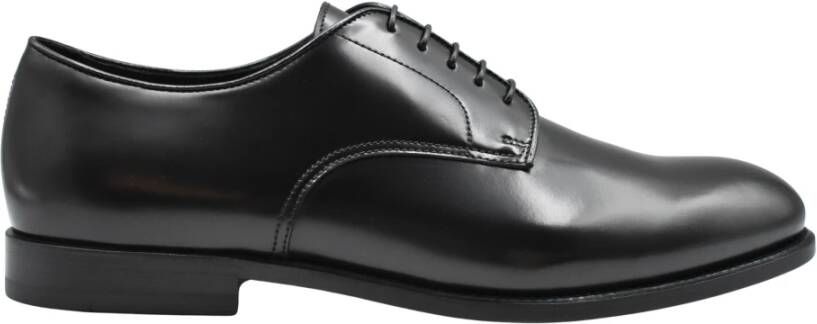 Doucal's Zwarte Leren Veterschoenen