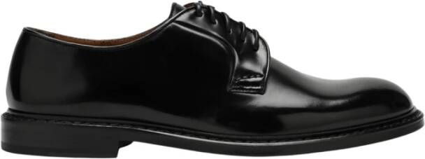 Doucal's Zwarte leren veterschoenen