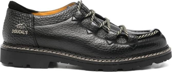 Doucal's Zwarte Leren Veterschoenen