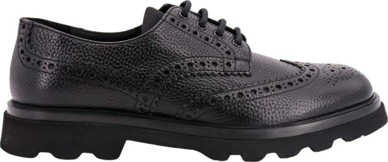 Doucal's Zwarte Leren Veterschoenen Black Heren