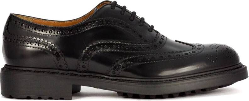Doucal's Zwarte leren veterschoenen met zwaluwstaart