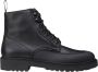 Doucal's Heren tumbled leren veterschoen enkellaars | zwart Black Heren - Thumbnail 1
