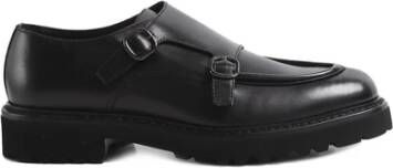 Doucal's Zwarte platte schoenen met dubbele gesp Black Heren