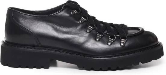 Doucal's Zwarte platte schoenen met wollen veters Black Heren
