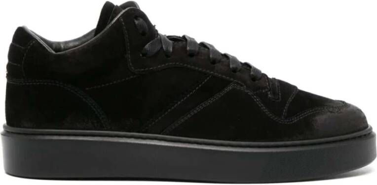 Doucal's Zwarte Suède Logo Sneakers Black Heren