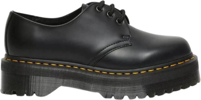 Dr. Martens 1461 Quad Smooth Leather Platform Schoenen Zwart Gepolijst Glad Black Dames