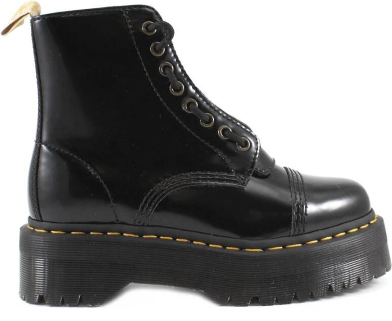 Dr. Martens Vegan Enkellaarzen met Glanzende Afwerking Black Dames