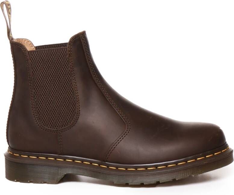 Dr. Martens Bruine Leren Enkellaarzen met Logo Brown Heren