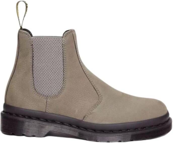 Dr. Martens Grijze Leren Laarzen met Elastische Banden Gray Heren