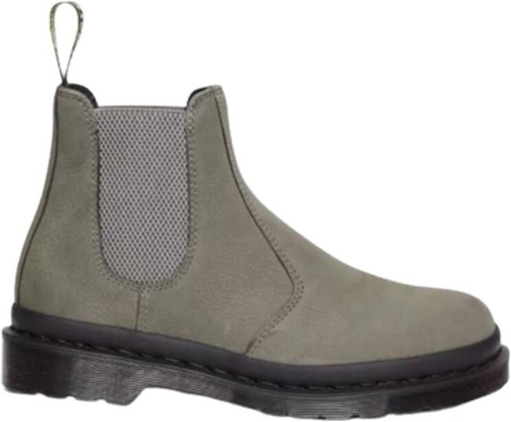 Dr. Martens Grijze Leren Laarzen met Elastische Banden Gray Heren