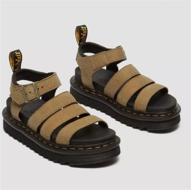 Dr. Martens Sandalen met sleehak Blaire Muted Olive Tumbled Nubuck - Foto 4