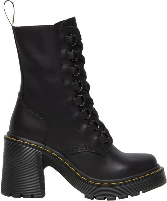 Dr. Martens Zwarte dameslaarzen met middelhoge hak en veters Zwart Dames