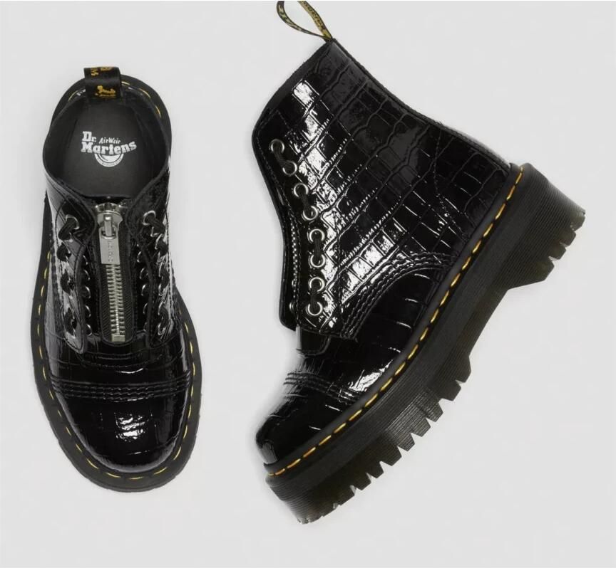 Dr. Martens Croc Patent Leren Platform Laarzen