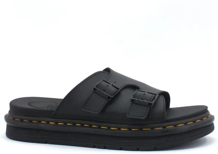 Dr. Martens Zwarte Leren Sandalen met Quad-zool Zwart Heren