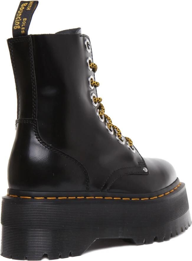 Dr. Martens Zwarte leren gevechtslaars met ritszak en 6 cm platform Black Dames