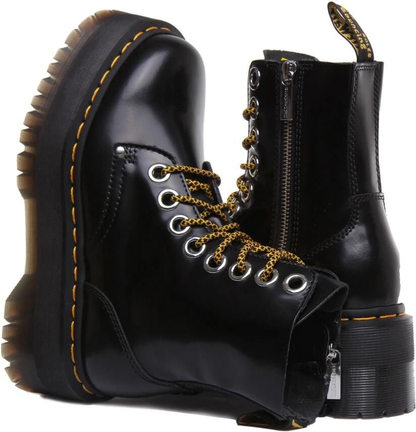 Dr. Martens Zwarte leren gevechtslaars met ritszak en 6 cm platform Black Dames - Foto 7