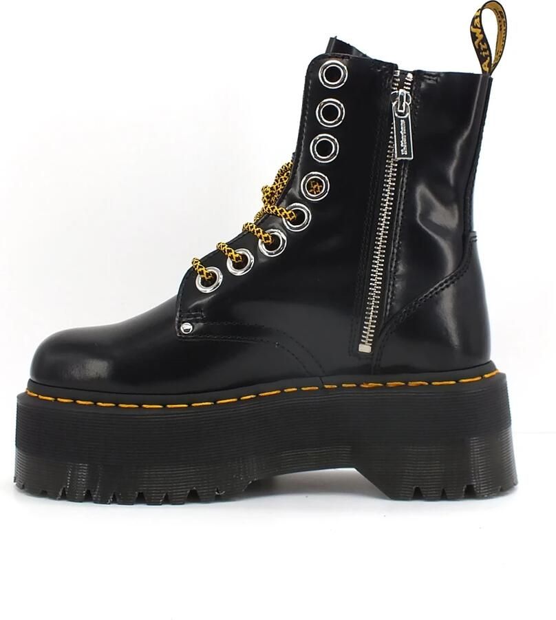 Dr. Martens Zwarte leren gevechtslaars met ritszak en 6 cm platform Black Dames - Foto 4