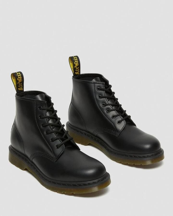 Dr. Martens Zwarte leren gevechtslaars met ritszak en 6 cm platform Black Dames