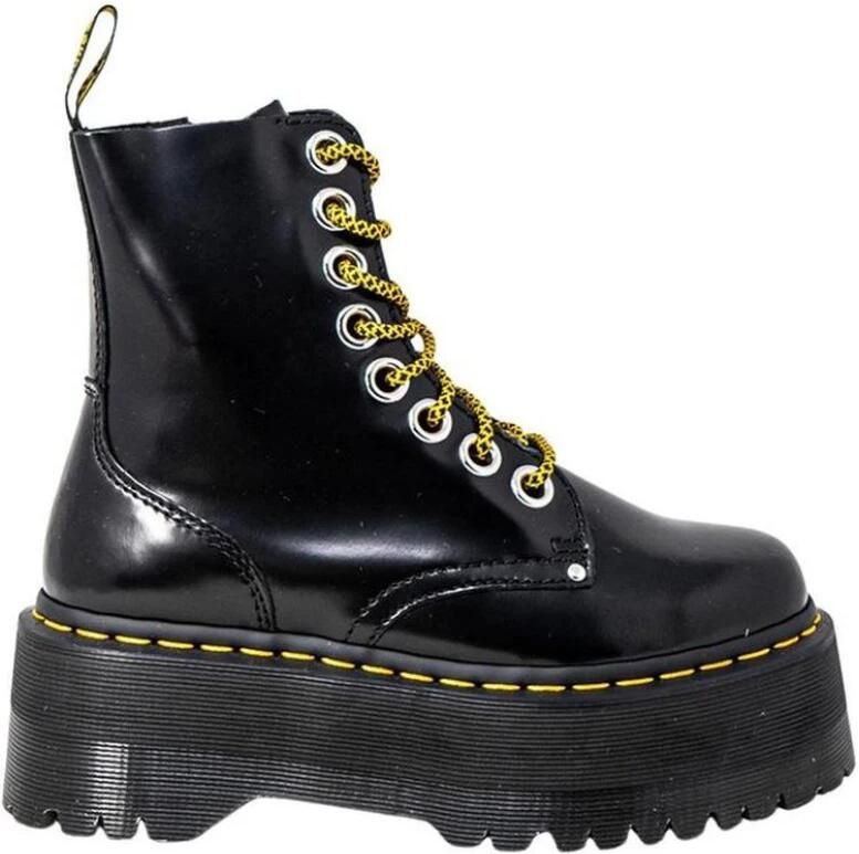 Dr. Martens Zwarte leren gevechtslaars met ritszak en 6 cm platform Black Dames - Foto 6