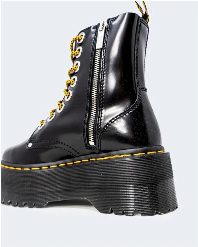 Dr. Martens Zwarte leren gevechtslaars met ritszak en 6 cm platform Black Dames - Foto 11