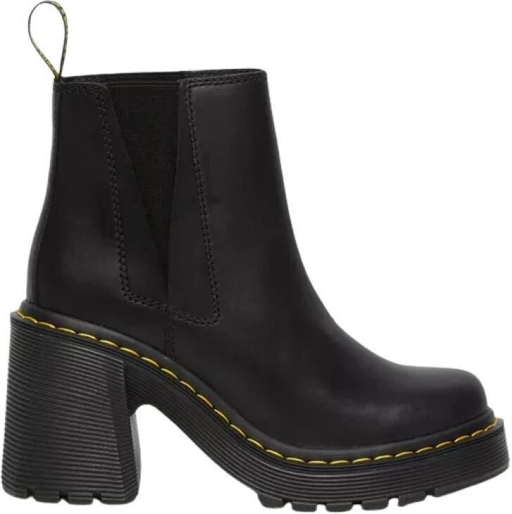 Dr. Martens Zwarte Leren Laarzen met Elastische Inzetstukken Black Dames