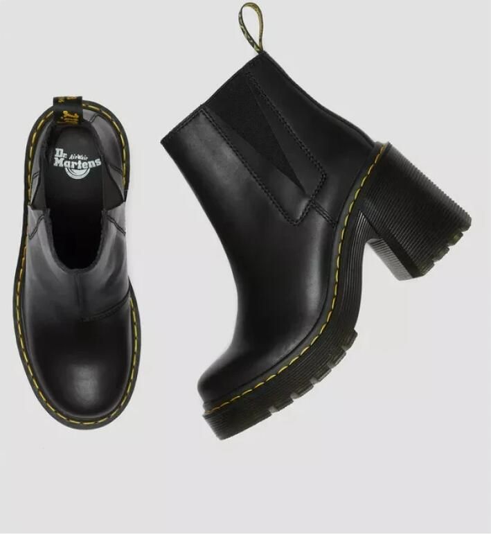 Dr. Martens Zwarte Leren Laarzen met Elastische Inzetstukken Black Dames - Foto 5
