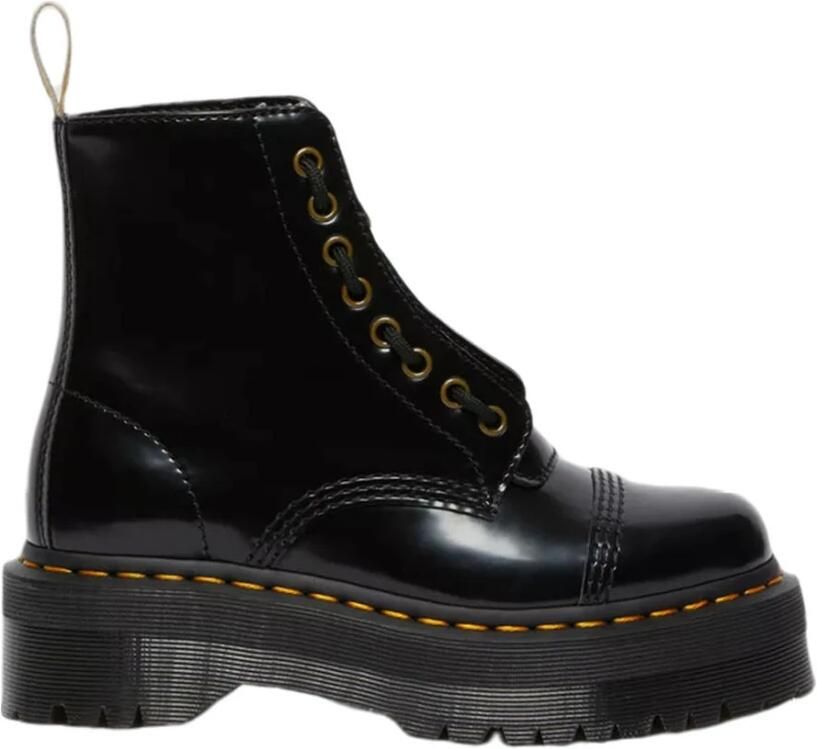 Dr. Martens Vegan Enkellaarzen met Glanzende Afwerking Black Dames