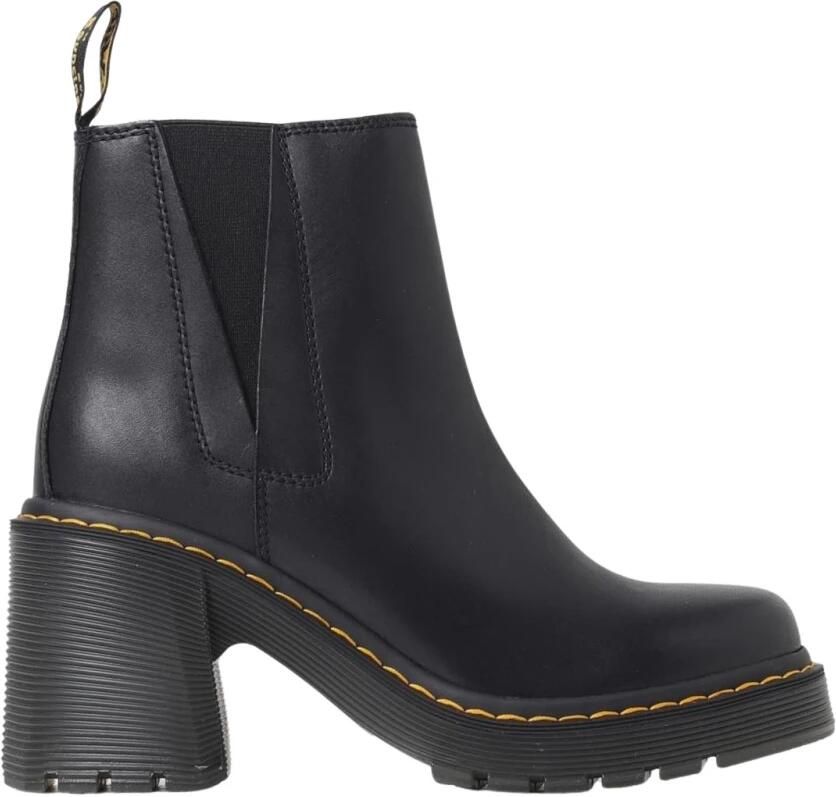 Dr. Martens Zwarte Leren Laarzen met Elastische Inzetstukken Black Dames - Foto 4