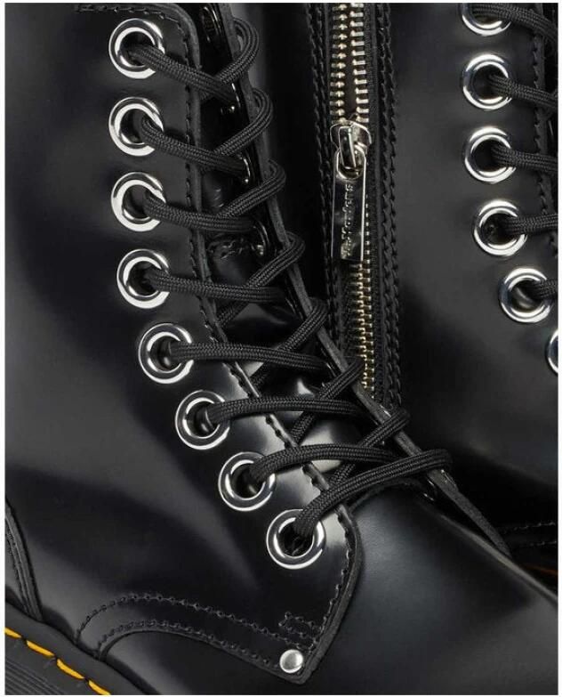 Dr. Martens Zwarte leren gevechtslaars met ritszak en 6 cm platform Black Dames - Foto 13