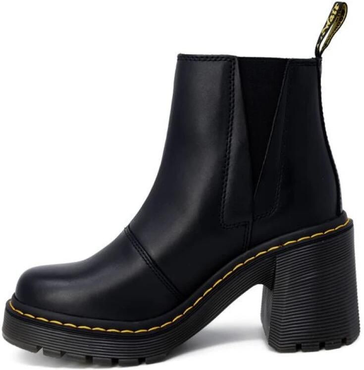Dr. Martens Zwarte Leren Laarzen met Elastische Inzetstukken Black Dames