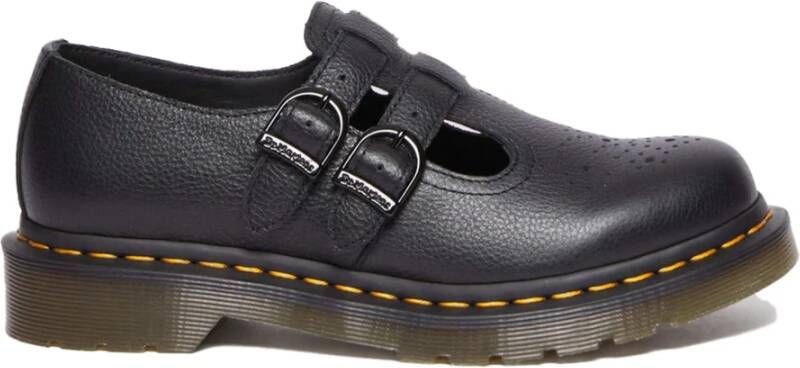 Dr. Martens Zwarte leren Mary Jane schoen met luchtkussen zool Black Dames