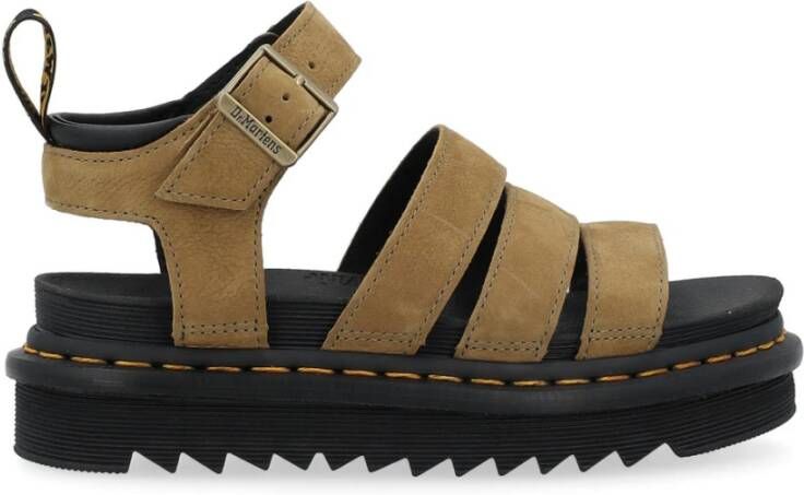 Dr. Martens Gedempte Olijf Nubuck Sandalen Beige Dames