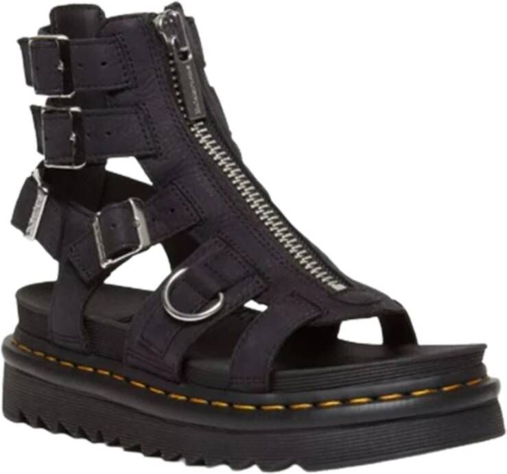 Dr. Martens Gladiator Leren Rits Sandalen Black Dames