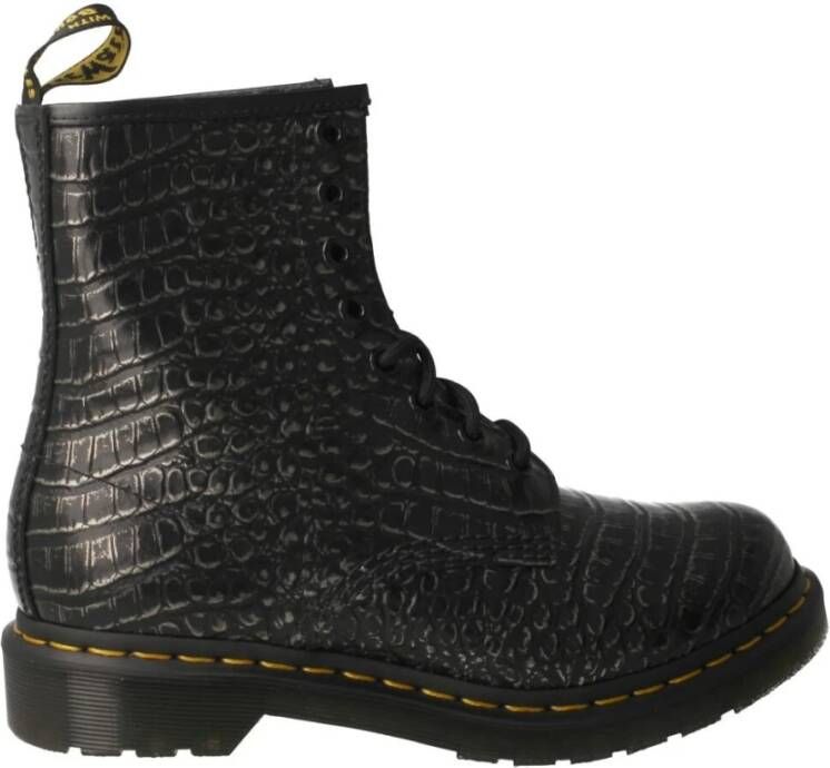 Dr Martens 1460 Wild Croc Leather Lace Up Boots Dr. Martens Zwart Dames