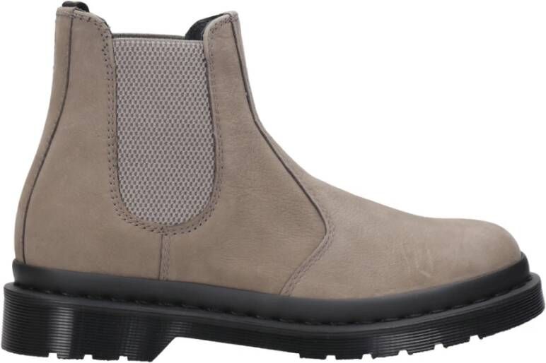 Dr. Martens Grijze Leren Laarzen met Elastische Banden Gray Heren