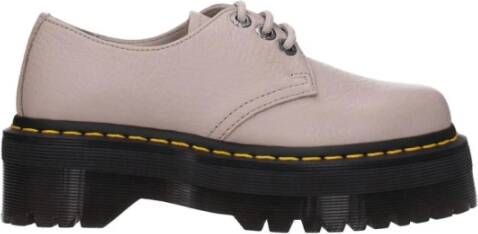 Dr. Martens Grijze Leren Veterschoenen met Middelhoge Hakken