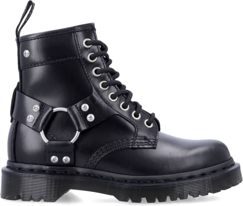 Dr. Martens Harness 8 Eye Zwarte Leren Laarzen