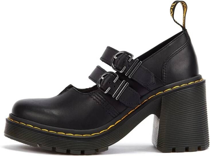 Dr. Martens Zwarte leren Mary Jane schoenen met hak Black Dames