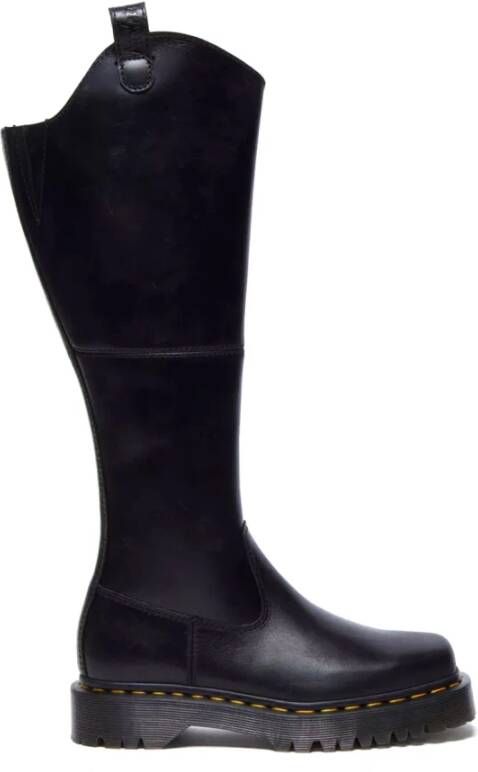 Dr. Martens Hoge Leren Vierkante Neus Laars Black Dames