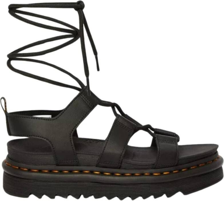 Dr. Martens Minimalistische leren sandalen met unieke veters en lichtgewicht EVA-zool Zwart Dames