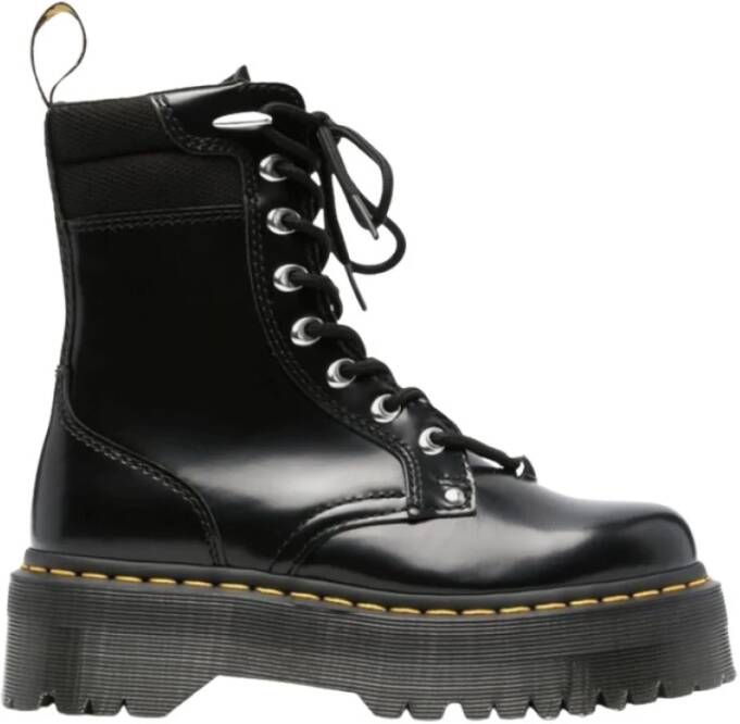 Dr. Martens Leren Enkellaarzen Street Style Rubberen Zool Vetersluiting Black Dames