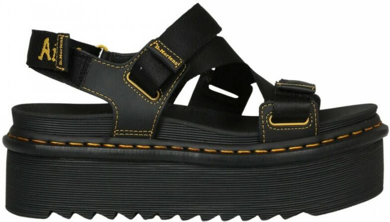 Dr. Martens Zwarte Leren Platte Sandalen met Klittenbandsluiting Black Dames - Foto 2