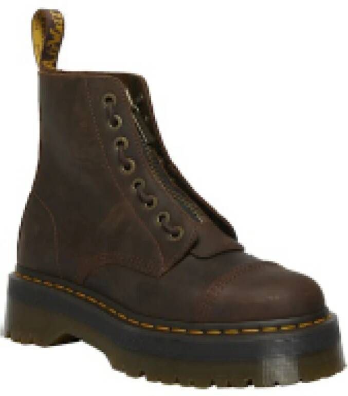 Dr. Martens Sinclair leren enkelboots met plateauzool donkerbruin crazy horse - Foto 8
